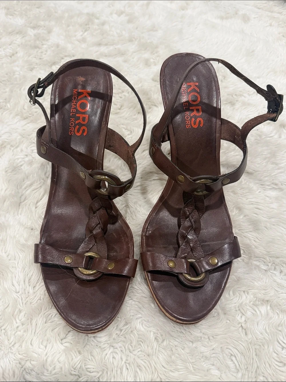 KORS Michael Kors brown leather strappy‎ sandals Woman’s size 10 M